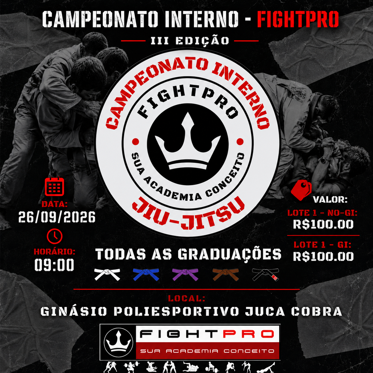 Cartaz do campeonato CAMPEONATO INTERNO - FIGHTPRO